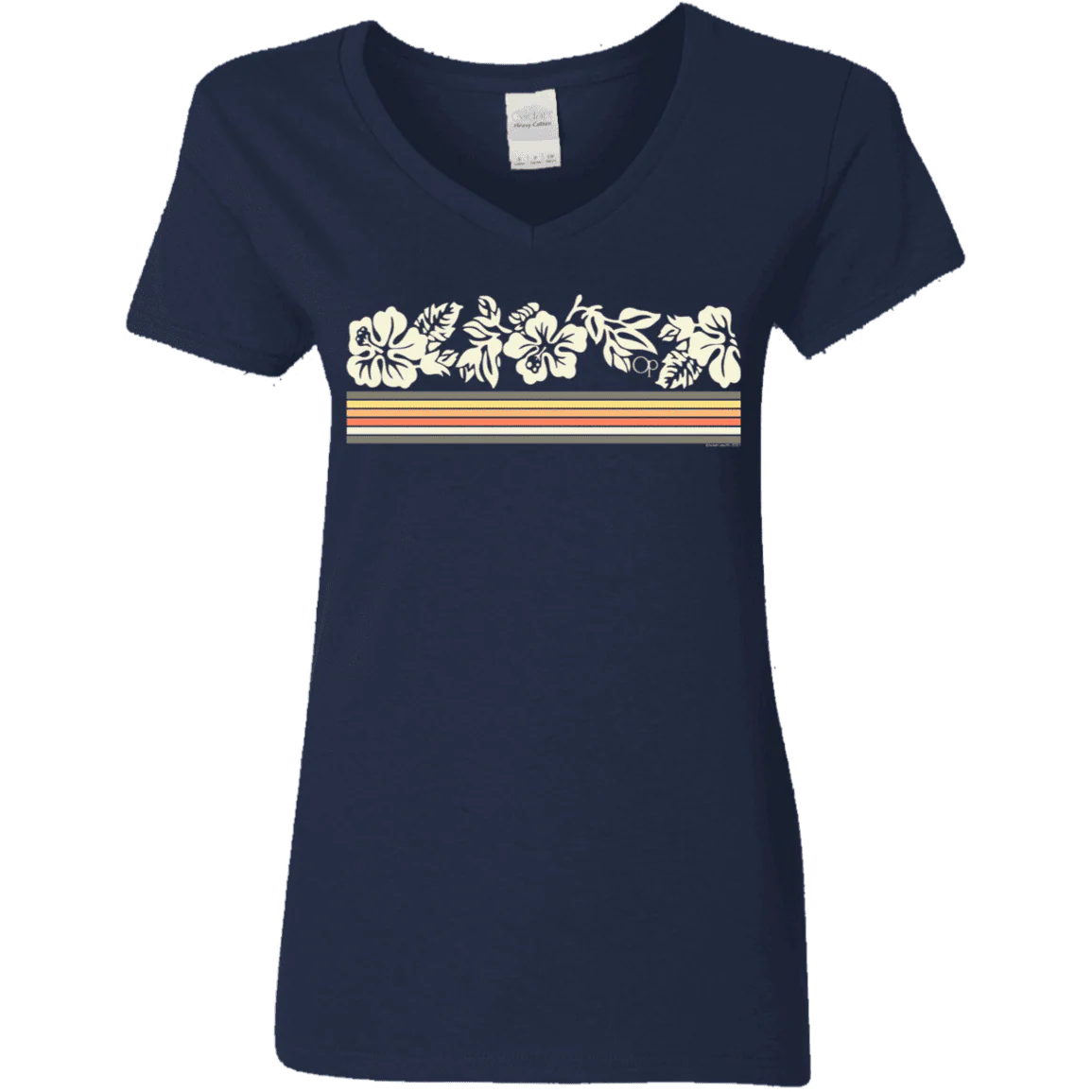 Flower Stripe Her Short Sleeve V-Neck - Image 2